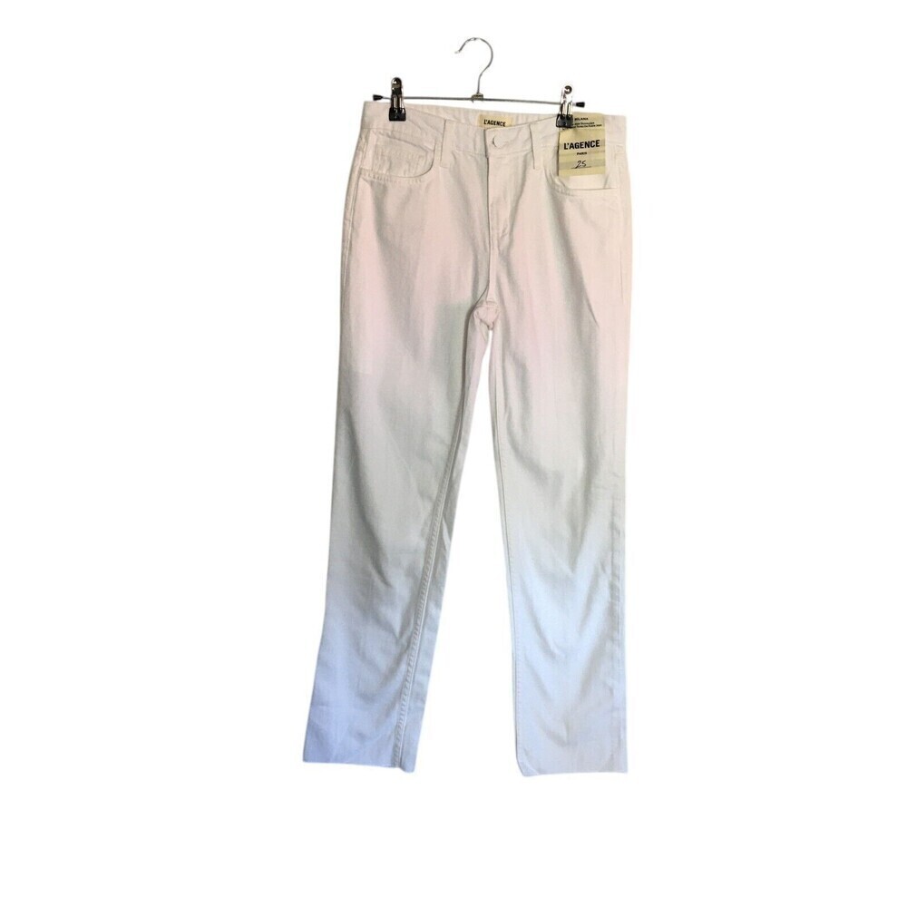 L'Agence Jeans Women's Size 25 Blanc White Milana Low Rise 100% Cotton Raw Hem